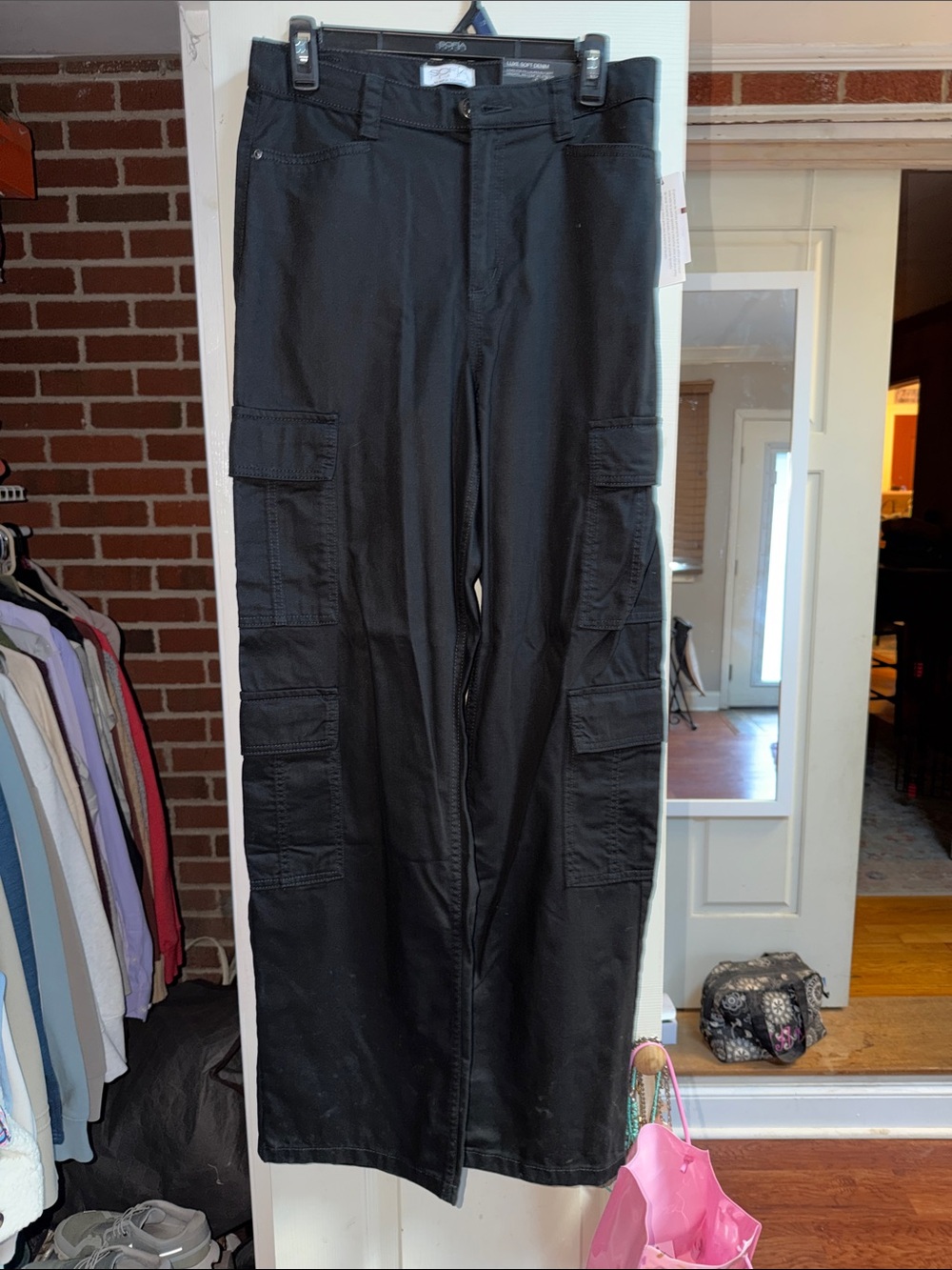 sofia by sofia vergara Black Cargo Pants with Flap Pockets